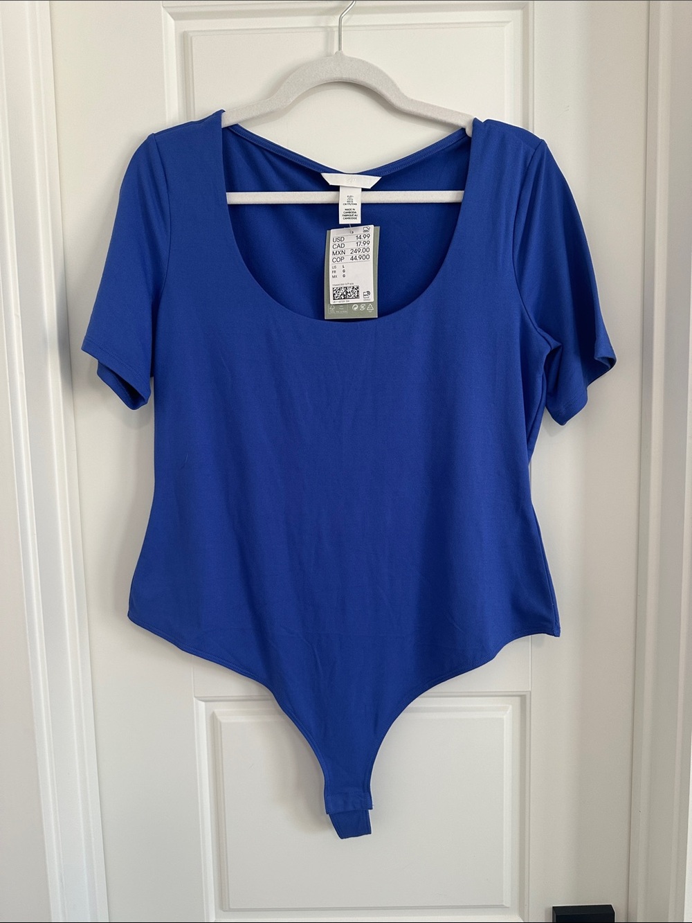 H&M Royal Blue Scoop Neck Short Sleeve Bodysuit